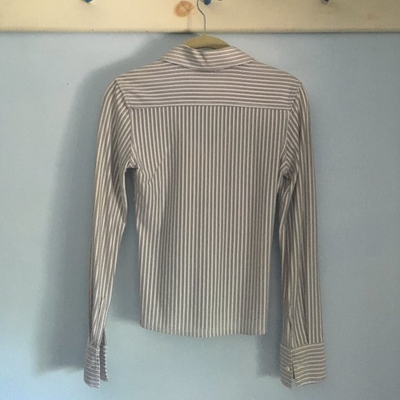 Express stretch striped button-up blouse - Picture 3 of 3